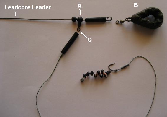 Helicopter rig leadcore components for carp fishing